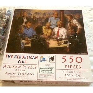 The Republican Club 550 pc Jigsaw Puzzle by SunsOut - New W/Damaged Box - Trump